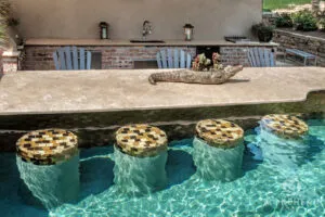 Swim up bar and outdoor kitchen