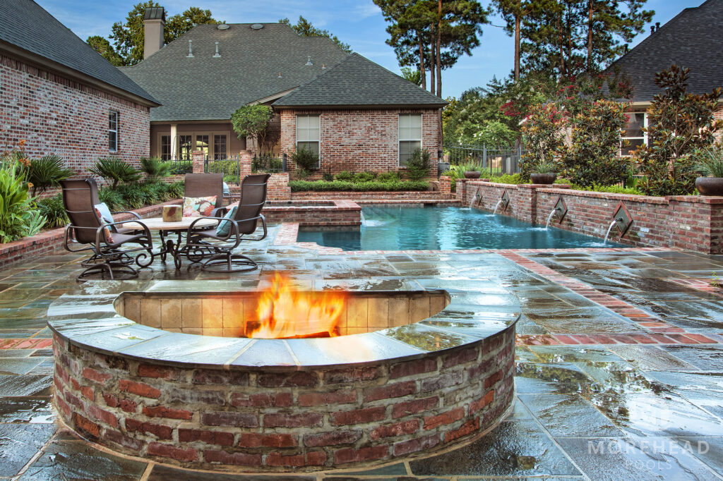 Small pool with fire pit 