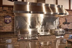 Sheltered outdoor kitchen with full range of built in appliances