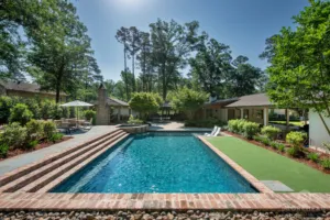 Rectangular pool in backyard - Morehead Pools