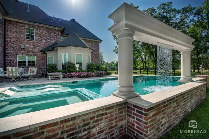 new pool with water feature - Morehead Pools